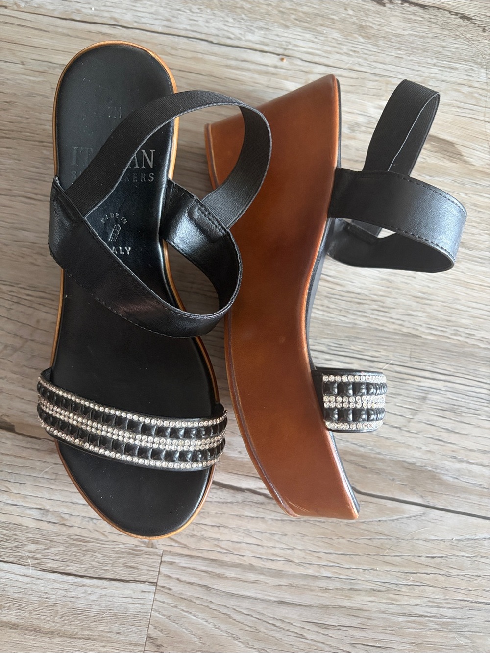 Black Beaded Slingback Sandals